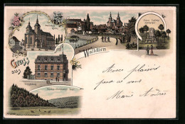 Lithographie Walldürn, Wallfahrts-Kirche, Post, Prinz Ludwig Denkstein  - Other & Unclassified