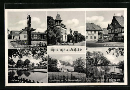 AK Springe A. Deister, Freibad, Bahnhofshotel, Landheim Der Tellkampfschule  - Other & Unclassified