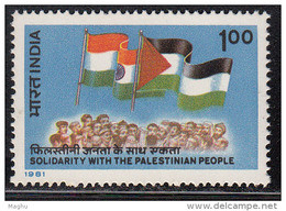 India MNH 1981,  Palestinian Solidarity , Palestine Flag, - Neufs