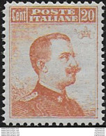 1916 Italia VE III 20c. Arancio Senza Filigrana Bc MNH Sassone N.107 - Andere & Zonder Classificatie