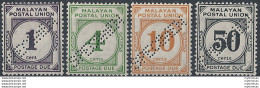 1936 Malaysia Malayan Postal Union Tx 4v. MNH SG. N. D1/2+4+6 - Sonstige & Ohne Zuordnung