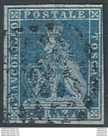 1851 Toscana 2 Crazie Azzurro Grigio Su Azzurro Cancelled Sassone N. 5a - Toscane