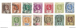 1912-25 CEYLON, SG  301-317  13 Valori  USED - Altri & Non Classificati