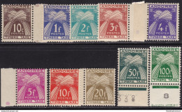 1946-53 ANDORRA FRANCESE,  Tasse N° 32/41 10 Valori  MNH/** - Autres & Non Classés