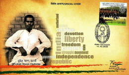 INDIA 2022 DHRUBESH CHARAN CHATTERJEE FREEDOM FIGHTER SPECIAL COVER ISSUED BY INDIA POST USED RARE - Brieven En Documenten