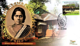 INDIA 2022 PRITILATA WADDEDAR FREEDOM FIGHTER SPECIAL COVER ISSUED BY INDIA POST USED RARE - Brieven En Documenten
