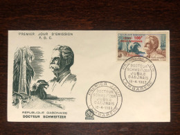 GABON FDC COVER 1963 YEAR OVERPRINTS SCHWEITZER HEALTH MEDICINE STAMPS - Gabon