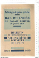 XF / PROGRAMME Bal Du LYCEE 1938 Palais D'hiver 1938 // LYON Poésie POTACHE // Publicité DAUPHINE BERLIET Voiture - Programma's