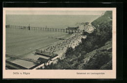 AK Sellin A. Rügen, Badestrand Mit Landungsbrücke  - Sellin