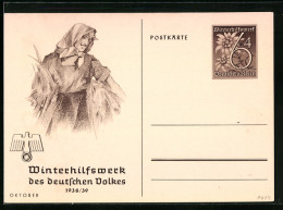 AK Frau Mit Kopftuch, , Ganzsache WHW Winterhilfswerk 1938-39  - Postkarten