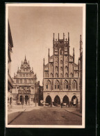 AK Münster, Rathaus, Ganzsache WHW Winterhilfswerk 1934-35  - Briefkaarten