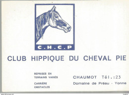 PY / Carte De Visite CDV Ancienne Publicitaire PUB Club Hippique Du Cheval PIE CHAUMOT Yonne CHEVAL - Cartes De Visite