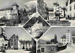 12925095 Maienfeld Schloss Markt Brunnen Skulptur Maienfeld - Sonstige & Ohne Zuordnung