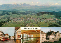 12878695 Speicher AR Panorama Appenzellerland Alpen Strassenbahn Hallenbad Ortsm - Altri & Non Classificati