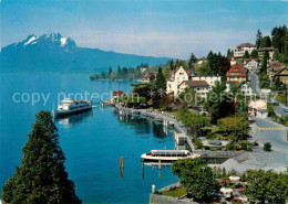 12857005 Weggis Vierwaldstaettersee Kurort Promenade Mit Pilatus Faehre Weggis - Other & Unclassified