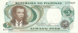 Philippines - 5 Piso - ND ( 1969 ) - Pick 143.a - Unc. - Sign. 7 - Serie A - Filippijnen