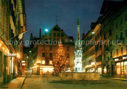 12737565 Luzern Vierwaldstaettersee Weinmarkt Brunnen Zur Weihnachtszeit Nachtau - Autres & Non Classés