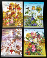 Ukraine Spring Summer Autumn Winter 2011 2012 2013 2014 Flowers Costumes Bird Fruits Women Food Vegetable (ms) MNH - Ucrania