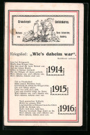 AK Kriegslied Wies Daheim War  - War 1914-18