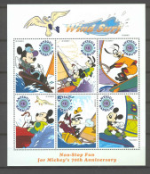 Disney Antigua & Barbuda 1999  70th Ann - Wind Surf Sheetlet MNH - Disney