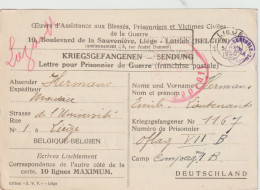 To A Belgian Prisoner Of War In Germany, Stalag VII B In Memmingen Posted Liege 5.12.1940 - Censored. Postal Weight - Militaria