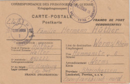 German Prisoner Of War Card W/reply Card From France, Depot PG 105 (Cdo 345) In Strasbourg Signed 14.9.1947 - Cen - Militares