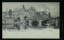 Mondschein-AK Marburg, Stadtpanorama Mit Universität  - Marburg