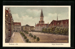AK Bochum I. W., Kaiser Friedrich-Platz Mit Kirche  - Bochum