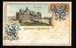 Lithographie Berlin-Tiergarten, Reichstags-Gebäude, Wappen  - Dierentuin