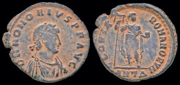 Honorius AE Maiorina Emperor Standing Facing - The End Of Empire (363 AD To 476 AD)