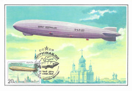 BALLON - URSS 1ER JOUR ILLUSTRE  LE GRAF ZEPPELIN, CARTE MAXIMUM CACHET ILLUSTRE, VOIR LE SCANNER - Zeppelines