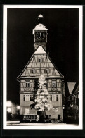 AK Künzelsau /Württ., Rathaus Im Lichterglanz  - Kuenzelsau