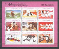 Disney Grenada Gr 1988 Animal Stories - 101 Dalmations Sheetlet MNH - Disney