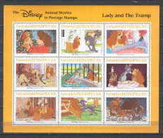 Disney Grenada Gr 1988 Animal Stories - Lady And The Tramp Sheetlet MNH - Disney