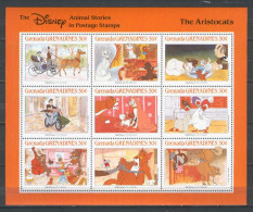 Disney Grenada Gr 1988 Animal Stories - The Aristocats Sheetlet MNH - Disney