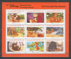 Disney Grenada Gr 1988 Animal Stories - The Fox And The Hound Sheetlet MNH - Disney