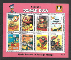 Disney Guyana 1993 Donald Duck - Movie Posters Sheetlet #5 (WITHOUT LABEL) MNH - Disney