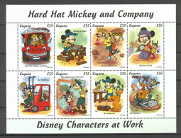 Disney Guyana 1995 Hard Hat Mickey And Company Sheetlet WITHOUT LABEL) MNH - Disney