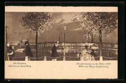 AK Hamburg, Abendstimmung An Der Alster 1835 Mit Puppen Dargestellt, Spielwaren-Ausstellung Hermann Tietz 1925  - Gebraucht