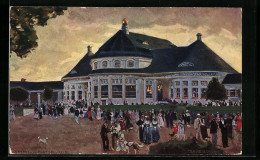 Künstler-AK Claus Bergen: München, Ausstellung 1908, Hauptrestaurant  - Expositions