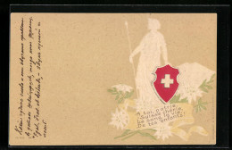 Präge-Lithographie Schweiz, A Toi, Patrie..., Helvetia Mit Schweizer Wappen  - Other & Unclassified