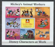 Disney Guyana 1996 Mickey's Animal Workers Sheetlet MNH - Disney