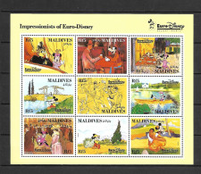 Disney Maldives 1992 EuroDisney Sheetlet MNH - Disney