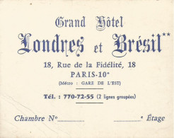 AS / Ancienne CARTE De VISITE Publicitaire PUB CDV LONDRES Et BRESIL GRAND HOTEL PARIS - Visitekaartjes