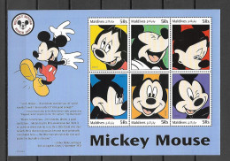 Disney Maldives 1999 Mickey Mouse - 5Rs Instead Of Rf5 MS MNH - Disney