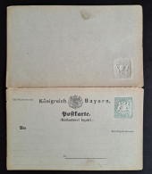 Bayern 1874, Postkarte P5 Ungebraucht, Antwortkarte - Ganzsachen