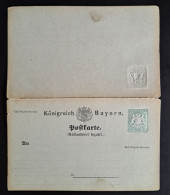 Bayern 1874, Postkarte P5 Ungebraucht, Antwortkarte - Postal  Stationery