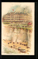 Lithography Margate, The Cliftonville Hotel An Steilküste Mit Strand  - Margate