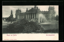 AK Berlin-Tiergarten, Reichstagsgebäude Und Brunnen  - Dierentuin