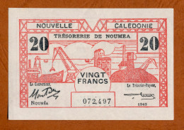 1943 // NOUVELLE CALEDONIE // TRESORERIE DE NOUMEA // Avril 1943 // Vingt Francs // XF+ / SUP+ - Nouméa (Neukaledonien 1873-1985)